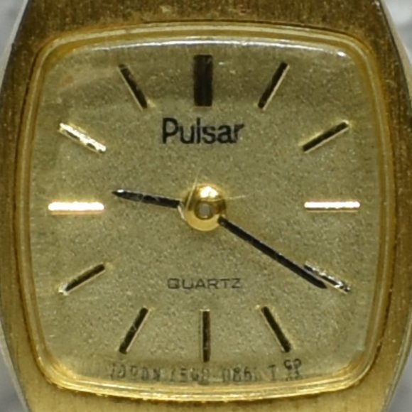 VTG Pulsar Gold Tone Quartz Watch w/ Safety Chain - Picture 3 of 15